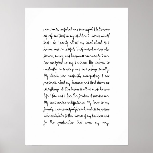 Business Mindset Office Mantra Poster (Vorne)