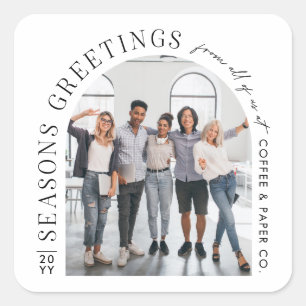 Business Modern Arch Foto Weihnachten Quadratischer Aufkleber