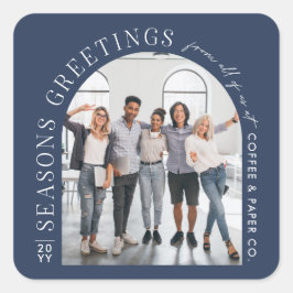 Business Modern Arch Foto Weihnachtsnachtsnacht bl Quadratischer Aufkleber