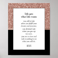 Business Motivation Rose Gold Glitzer und Black