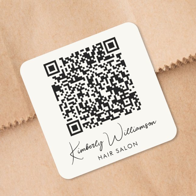 Business Name Signature Script QR Code Quadratischer Aufkleber (Business Name Signature Script QR Code Square Sticker)