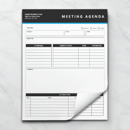 Business Name Simple Meeting Agenda Notepad Notizblock