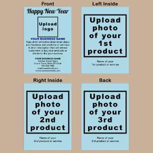 Business New Year Light Blue Folded Grußkarte Karte