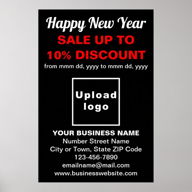 Business New Year Sale auf Black Poster (Vorne)