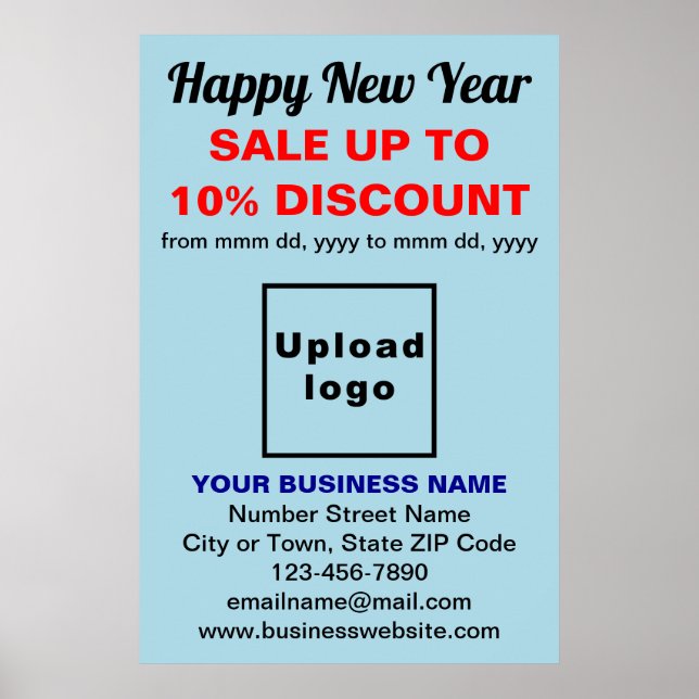 Business New Year Sale auf Light Blue Poster (Vorne)