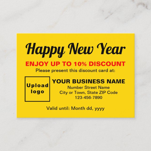 Business New Year Yellow Discount Card Rabattkarte (Vorderseite)