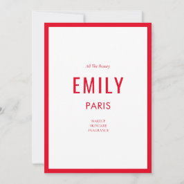 Business Note Card Chic Red Beauty / Fashion Brand