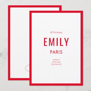 Business Note Card Chic Red Beauty / Fashion Brand