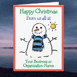 Business oder Organisation Snowman Design Weihnach Karte<br><div class="desc">Frohe Weihnachten für einen Architekten. Der sonnige Cartoon eines Schneemanns in der Wintersonne. Fügen Sie eine Nachricht vom Absender hinzu.</div>