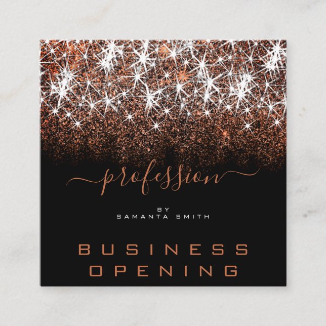 Business Opening Berufliche Rose Golden Glitzer Quadratische Visitenkarte (Vorderseite)