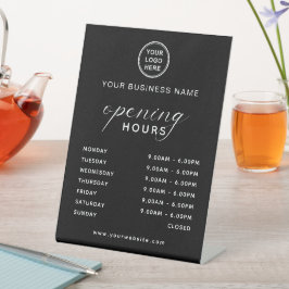 Business Opening Hours Display Sleek Black Sockelschild