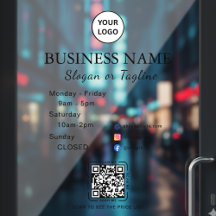 Business Opening Hours Modern Script & Qr, Social