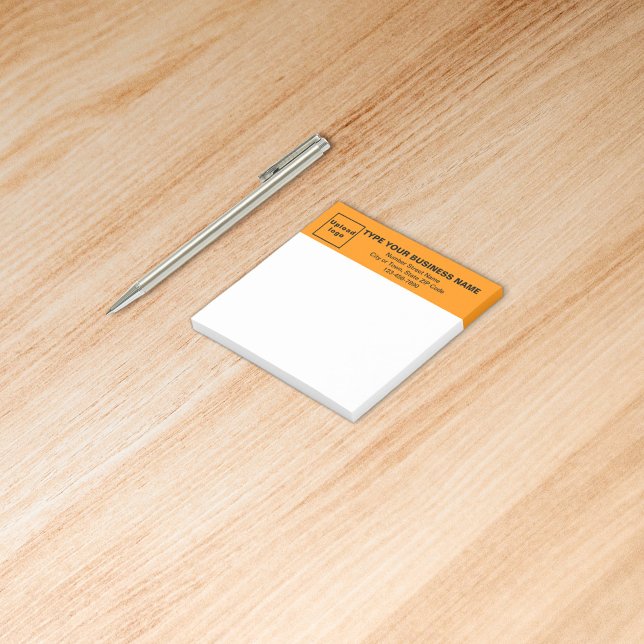 Business Orange Heading White Square Beitrag Notiz (Build brand name awareness. Your business brand on orange color heading of square post it note.)