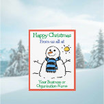 Business Organisation Snowman Company Weihnachten Karte<br><div class="desc">Weihnachtskarte der Firma. Der sonnige Cartoon eines Schneemanns in der Wintersonne. Fügen Sie eine Nachricht vom Absender hinzu. Kleine Karte.</div>