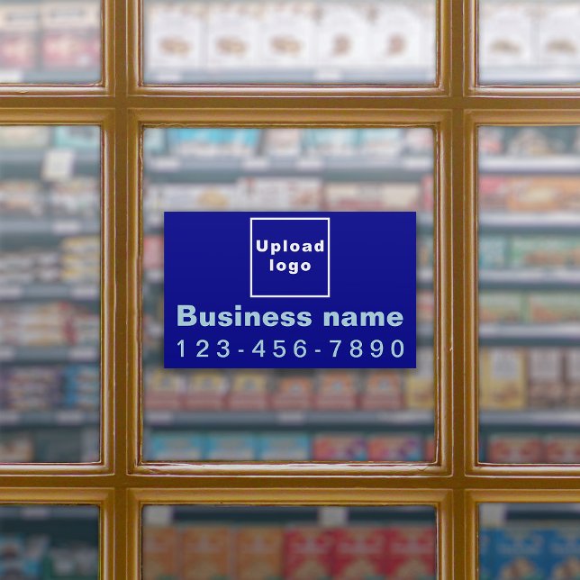 Business Phone auf Blue Rectangle Groß Vinyl Aufkleber (Von Creator hochgeladen)