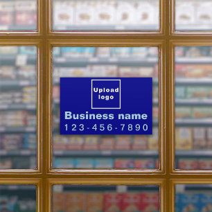 Business Phone Number, Blue Large Rectangle Vinyl Aufkleber