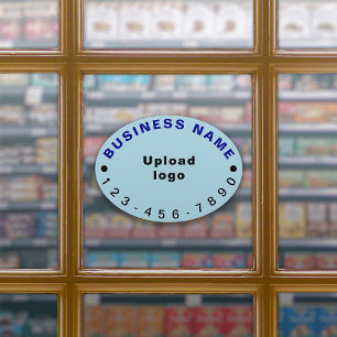 Business Phone Number, Light Blue Large Oval Vinyl Aufkleber