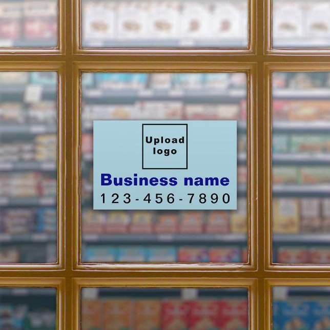 Business Phone on Light Blue Large Rectangle Vinyl Aufkleber (Von Creator hochgeladen)