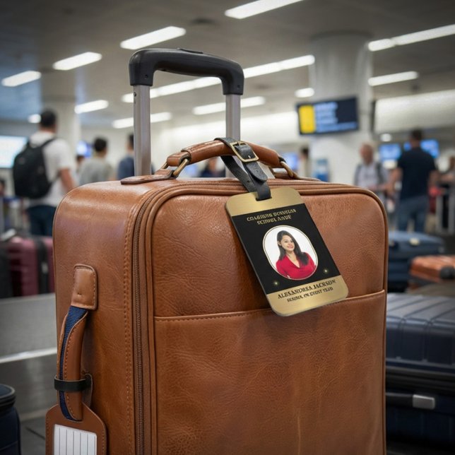 Business Photo Gold Black Elegant Personalize Gepäckanhänger (Business Photo Gold Black Elegant Personalize Luggage Tag great to identify your bags. )