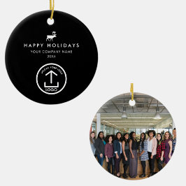 Business Photo Logo Christmas Reindeer Custom Gift Keramik Ornament