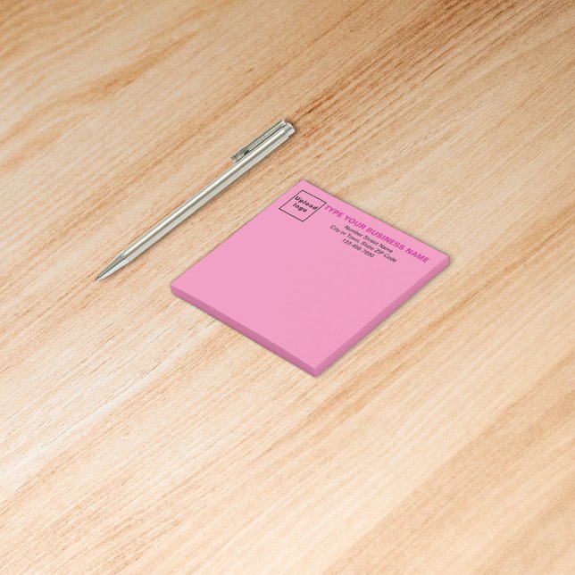Business Pink Square Post Post-it Klebezettel (Build brand name awareness. Your business brand on heading of pink square post it note.)