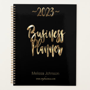 Business Planer 2023 Schwarz-Gold-Script-Technik