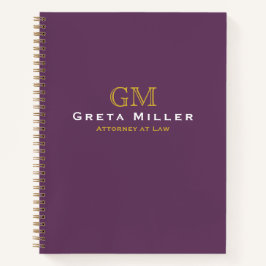 Business Plum Lila Gold Monogram Notebook Notizbuch