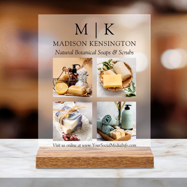 Business Products für Monogram oder Add-Fotos Acrylschild (Customize to change text size or text style.)