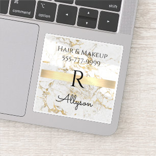 Business Promo, White/Gold Marmor, Service, Info Aufkleber