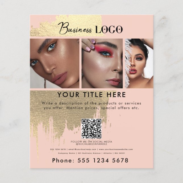 Business Promotional Beauty Hair Nail Makeup Salon Flyer (Vorne)