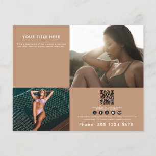 Business Promotional Foto QR Code Modern Brown Flyer