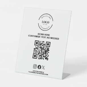 Business QR-Code Logo Social Handle Website Store Sockelschild