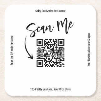 Business QR Code Scan Me Menu Custom Rechteckiger Pappuntersetzer