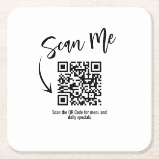 Business QR Code Scan Me Menu Custom Rechteckiger Pappuntersetzer