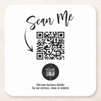 Business QR Code Scan Me Simple Rechteckiger Pappuntersetzer