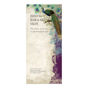 Business Rate Card Vintage Baroque Peacock Feather Werbekarte