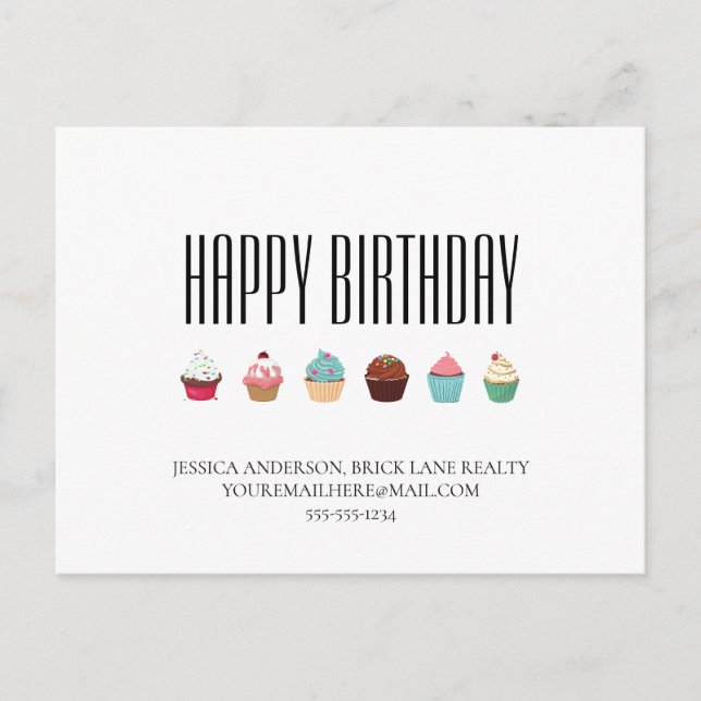 Business Real Anwesen Cupcake Happy Birthday Postkarte (Vorderseite)