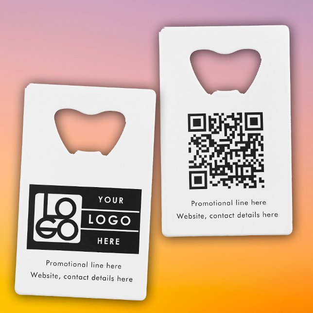 Business Rectangle Logo Text Promo QR Code Geldbeutel Flaschenöffner (Business Rectangle Logo Text Promo QR Code Credit Card Bottle Opener)