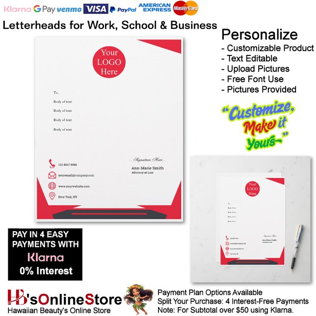 Business Red Black Logo Company Name Signature Briefbogen (Business Red Black Logo Company Name Signature Letterhead.)