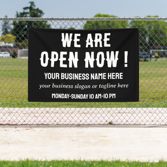 Business Restaurant Shop Wir haben jetzt geöffnet Banner (Insitu)