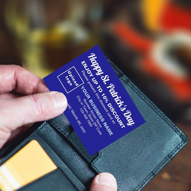 Business Saint Patrick Blue Discount Card Rabattkarte (Attract more customers this Saint Patrick's Day. Business Saint Patrick blue discount card.)