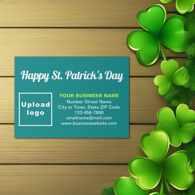 Business Saint Patrick Gruß auf Aquamarin Green Begleitkarte (Teal green Saint Patrick business enclosure card)