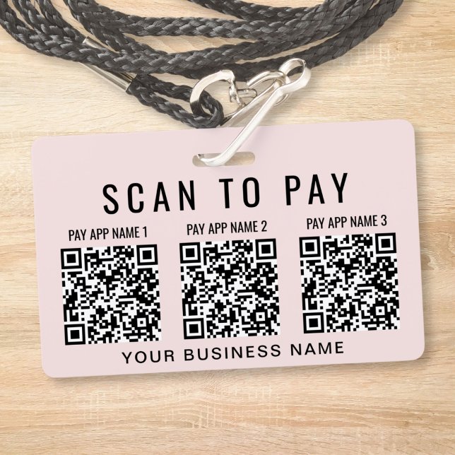 Business Scan to Pay 3 QR Codes Pink Ausweis (Business Scan to Pay 3 QR Codes Pink Badge)