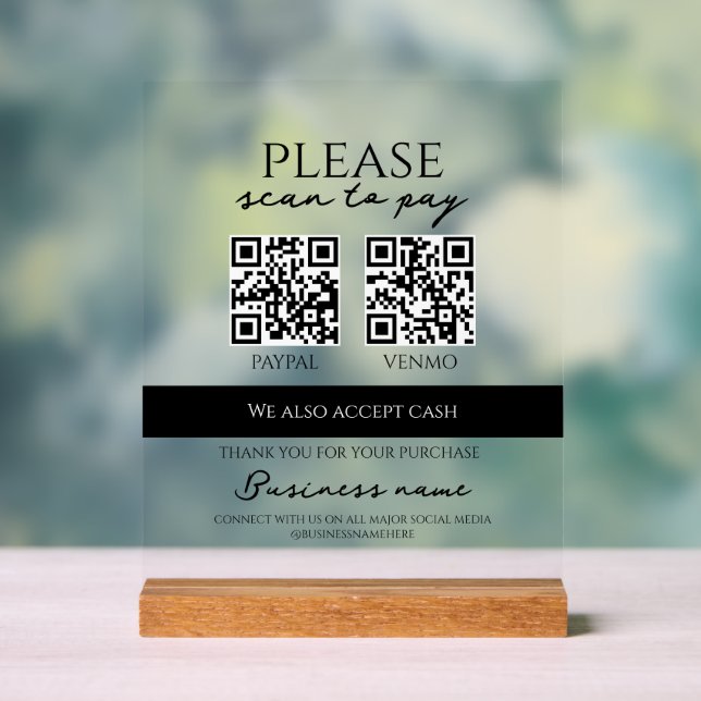 Business Scan to Pay Personalized QR Code Acrylschild (Neutral)