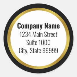 Business Schwarz-weiß & Gold Elegante Rücksendeadr Runder Aufkleber