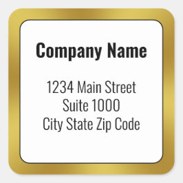 Business Schwarz-weiß und Gold Rücksendeadresse Quadratischer Aufkleber
