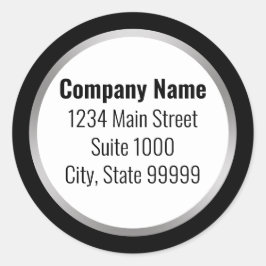 Business Schwarz-weiß und Silver Rücksendeadresse Runder Aufkleber