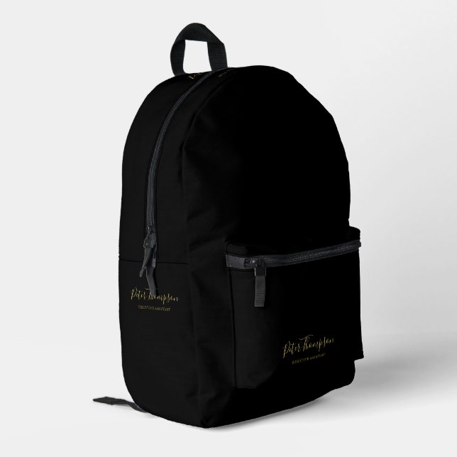 Business Script Elegante Signatur Personalisiert Bedruckter Rucksack (Rückseitige Ecke links)