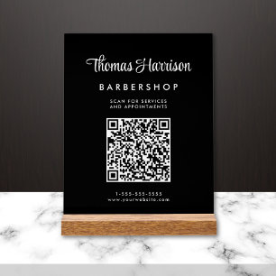 Business Script QR Code Black Acrylschild