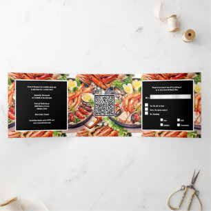 Business Seafeufel Jahresende Funktion Paella Geri Dreifach Gefaltete Einladung